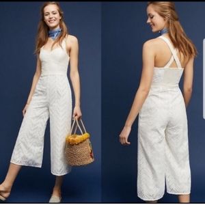 NWT Anthropologie white cotton jumpsuit [size:14]